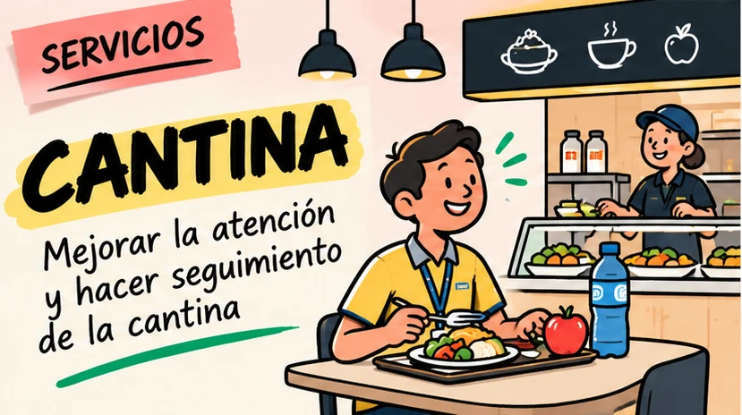Compañera preparando y reponiendo alimentos en una cantina